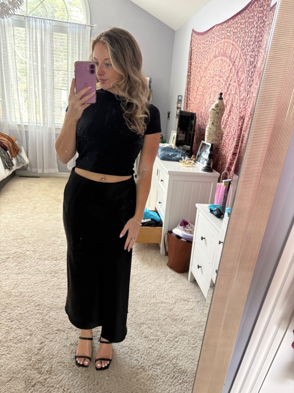 Rachel Zoe Black Satin Skirt Size M Black